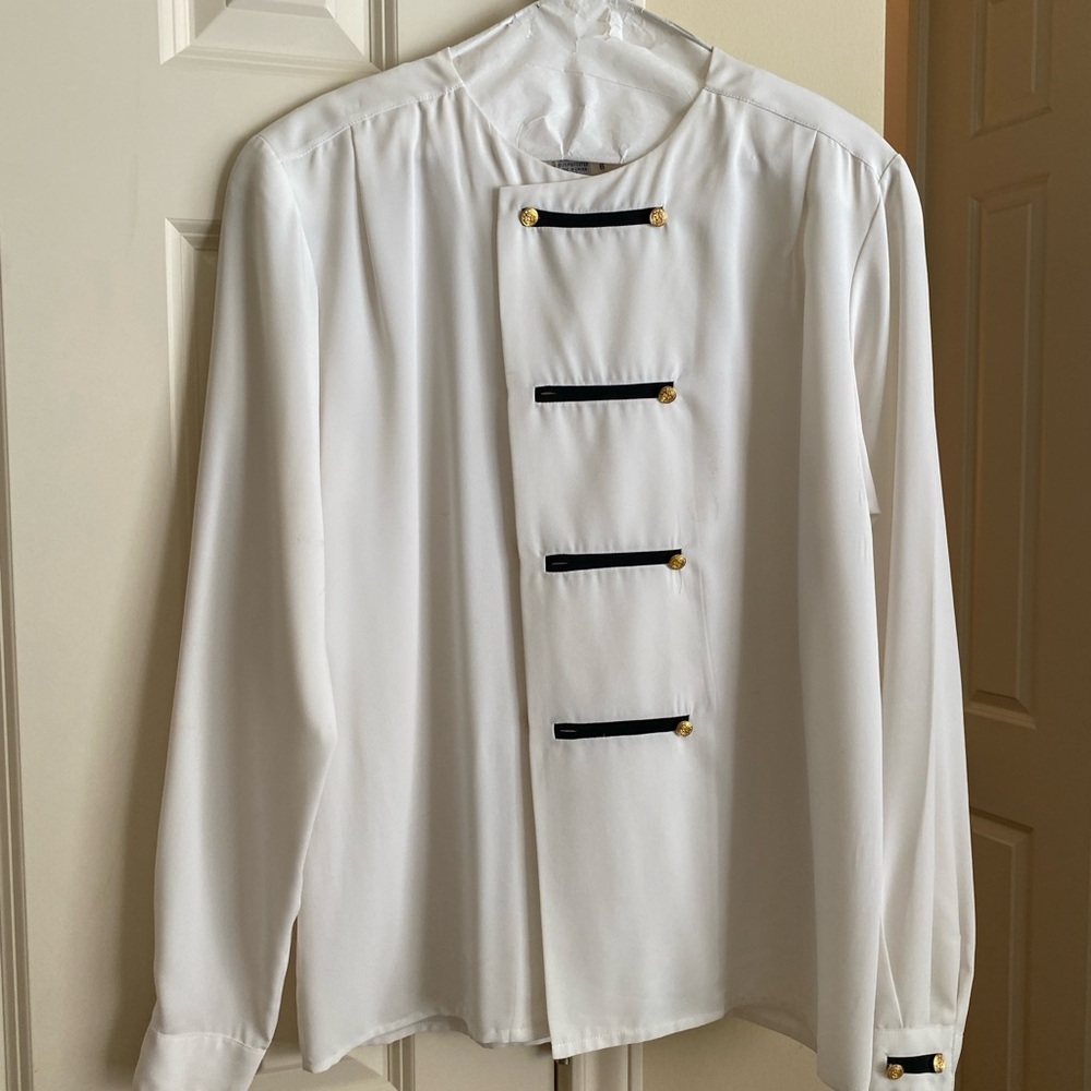 Elegant White Military-Style Blouse